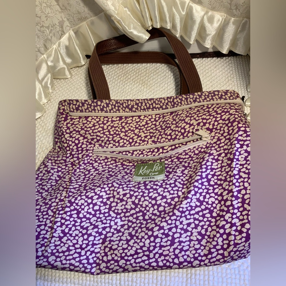 FOSSIL COATED CANVAS & LEATHER BAG - Picture 7 of 12